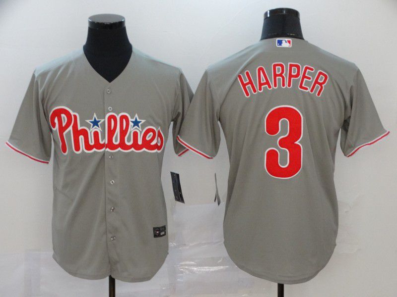 Men Philadelphia Phillies #3 Harper Grey Nike Game MLB Jerseys